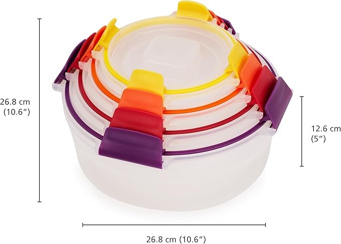 Joseph Joseph Nest Lock 8-piece Plastic BPA Free Round Food Storage Container