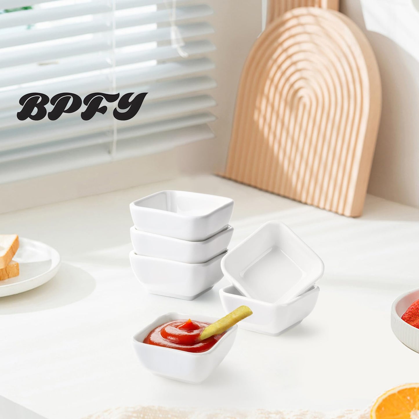 BPFY Ceramic Dipping Bowls Set of 12 3 oz Small Ramekins for Soy Sauce Sushi and Sauces Dip Dishes for Appetizers Condiments and Party Serving