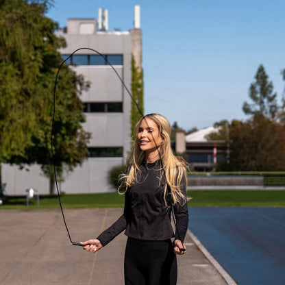 SwissSkip Speed Jump Rope by Dayan Kolev, 5mm PVC Skipping Rope, for Beginners and Advanced Athletes, Ideal for Fitness, Cardio, Boxing & CrossFit, Adjustable length with Unbreakable Handles (Black)