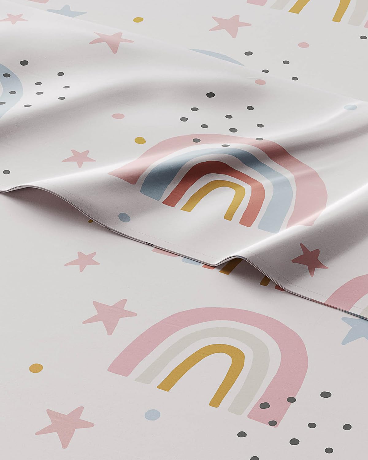 Kids Twin Size Bed Sheet Set - 3 Piece Kids Loft Bed Sheets - Rainbow Star Theme Bedding - Soft, Cute and Cozy - Breathable and Machine Washable - Colorful Bed Set for Boys, Girls, Teens & Toddlers