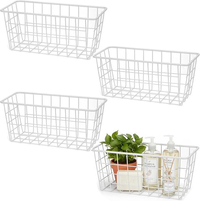 Hanging Kitchen Baskets Adhesive Sturdy Wire Storage Baskets