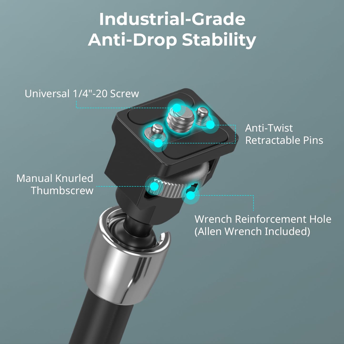 SMALLRIG 12.9 Inches Magic Arm Clamp, with 1/4'' Screw & Anti-Deflection Retractable Pin, Clamp Mount for GoPro/for Insta360 /for DJI Action/for DSLR/for Light/for Monitor/for Phone - 5312