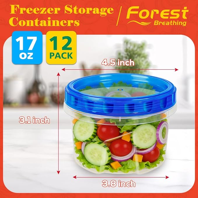 12 Pack 17oz Reusable Freezer Storage Containers