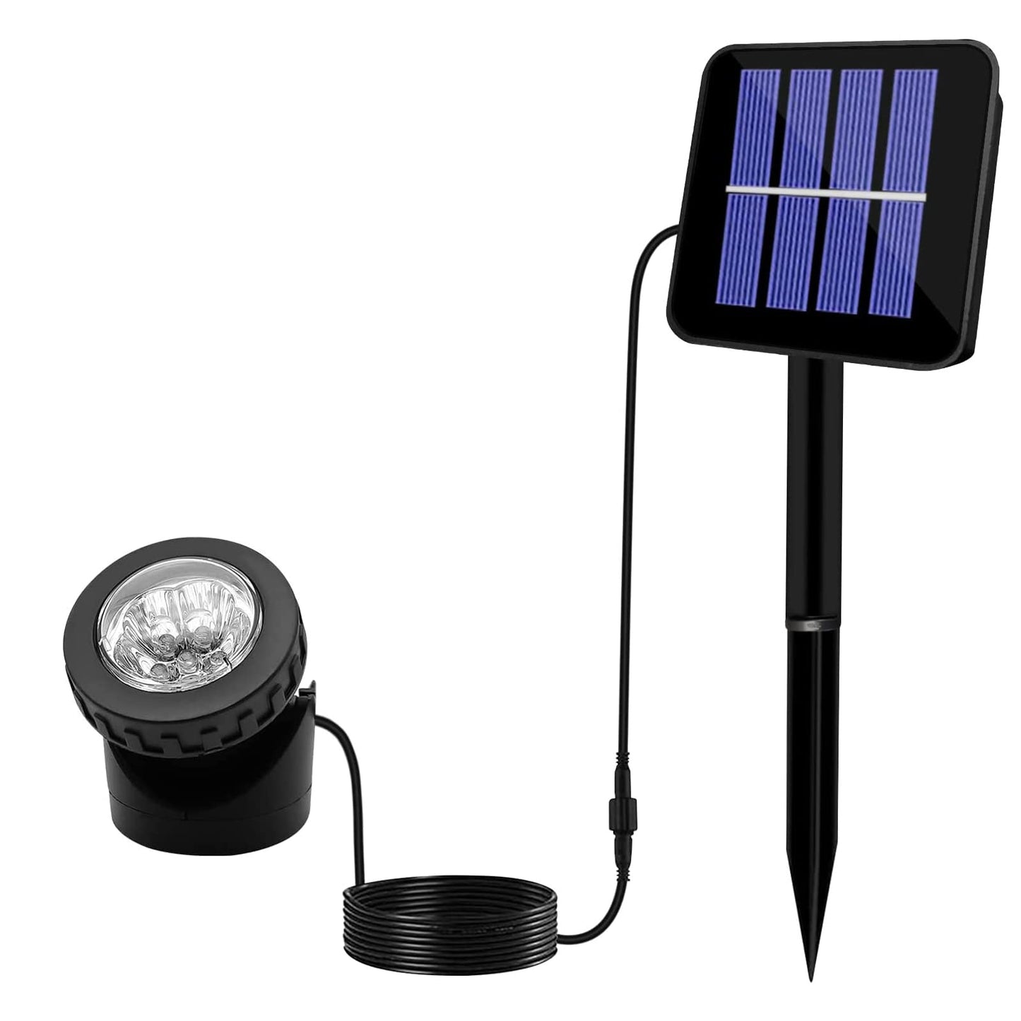 AVEKI Solar Pond Spotlights, 12 LED Solar Underwater Lights with Dual Head Waterproof Submarine Landscape Spotlight Security Lighting for Outdoor Patio Ganden Fountain Pond… (White, Single Head)
