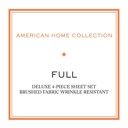 American Home Collection Full Size Sheet Set - Ultra-Soft Microfiber 15-Inch Deep Pocket - Wrinkle Free and Fade Resistant (Red)
