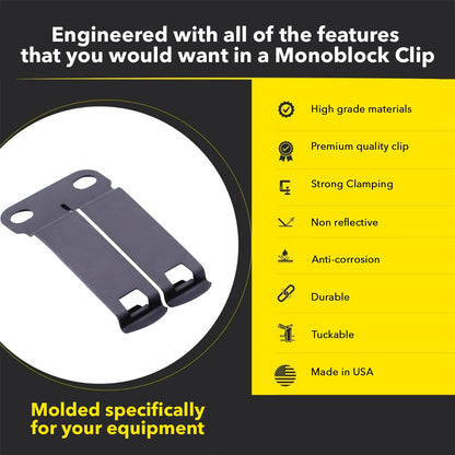 HolsterBuilder DCC Monoblock Clip, Metal Belt Clip for IWB/OWB Concealed Carry Holster, Secure Holster Attachment with Mounting Hardware, Dark Matte Grey, Made in USA