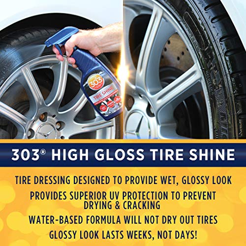 303 Products High Gloss Tire Shine And Protectant - Long Lasting, Water Based Formula - Lasts For Weeks - No Harmful Silicones - Lasts Weeks Not Days, 16 fl. oz. (30395CSR) Packaging May Vary