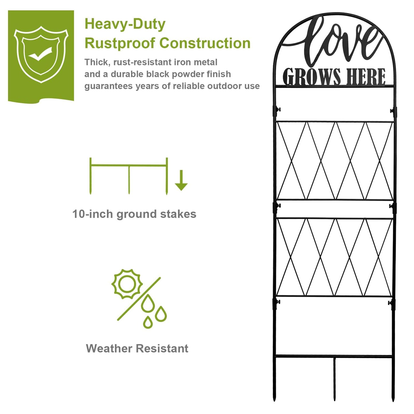 hogardeck 45 * 14 inch Metal Garden Trellis for Climbing Plants Flowers Outdoor,Heavy Duty,Black Coating Rustproof Trellis for Rose, Vegetable, Flowers, Perfect for Training Climbing Plants (1Pcs)
