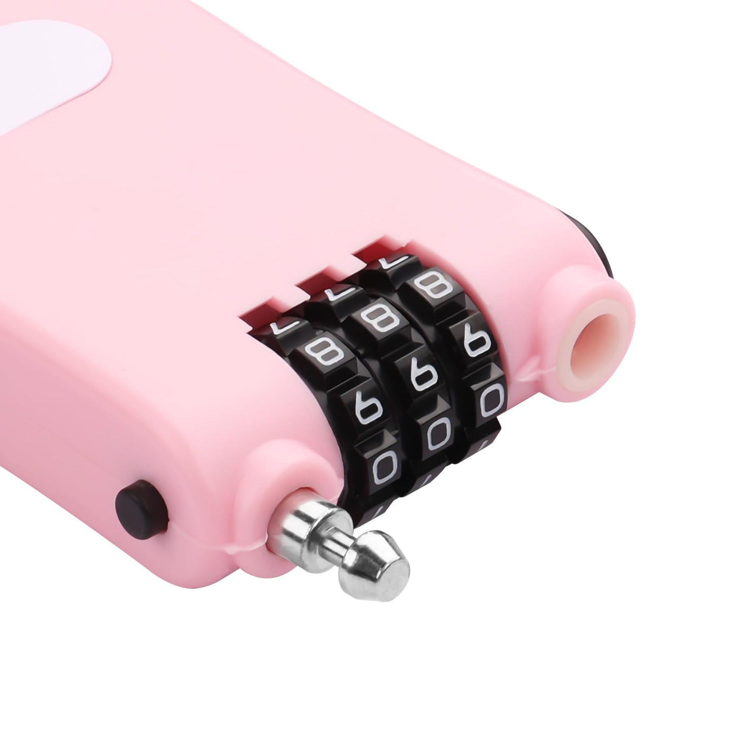 YAODHAOD Combination Cable Lock, Retractable Steel Cable Luggage Lock with 39inch Retractable Steel Cable 3 Digit Combination Lock Travel Bike Helmet Snowboard Lock（Pink）