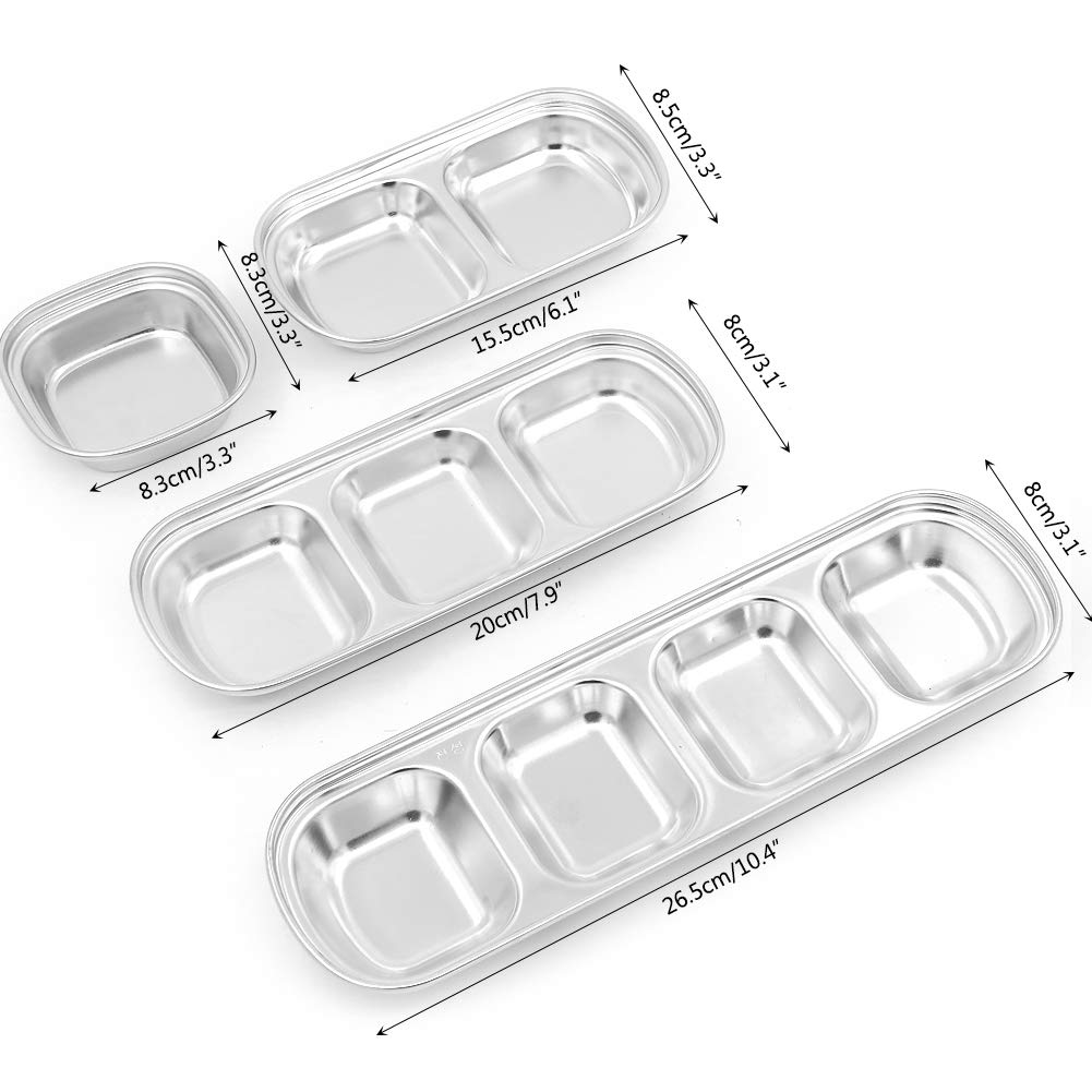 Apol 4 Pcs Stainless Steel Modern Condiment Dishes, Seasoning Dishes for Appetizer, Snacks, Condiments