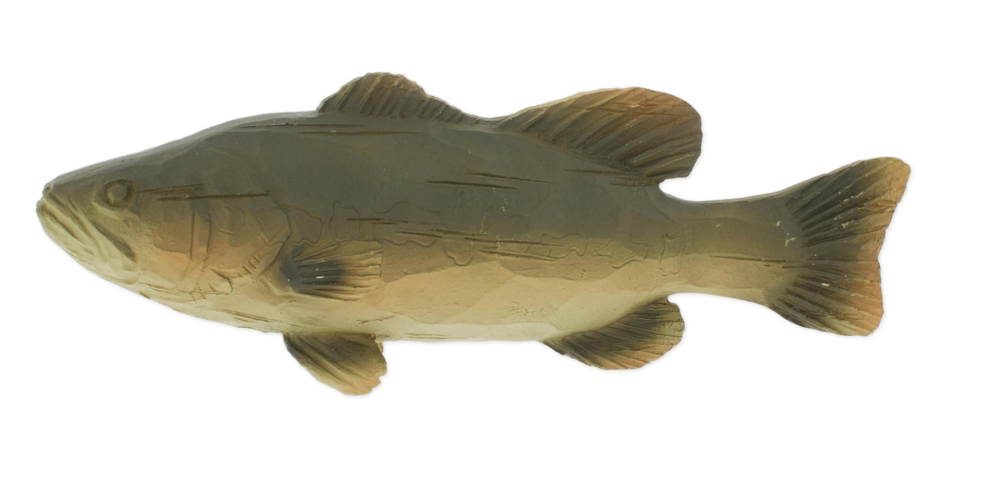The Bridge Collection Wildlife Inspired Bass Figurine - Rustic Fishing Decor Accent - Lake Cabin Style Shelf Ornament with Realistic Carved Detail