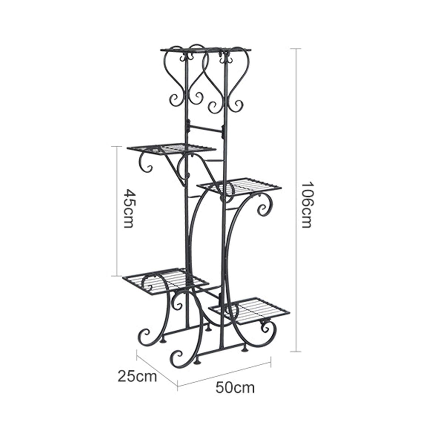 42inch Tall Metal Plant Stand Multi Tiered 5 Tier Multiple Flower Pots Holder Shelf Rack Display Stand Wrought Iron Planter Display Rack Potted Planter Shelves Organizer for Patio Balcony Garden