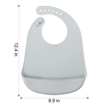 PandaEar Cute Super Thin Light Weight Unisex Silicone Baby Bibs Waterproof (Blue/Purple/Grey)