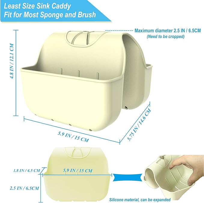 Sponge Holder for Kitchen Sink, Silicone Sink Saddle Caddy Organizer Rack