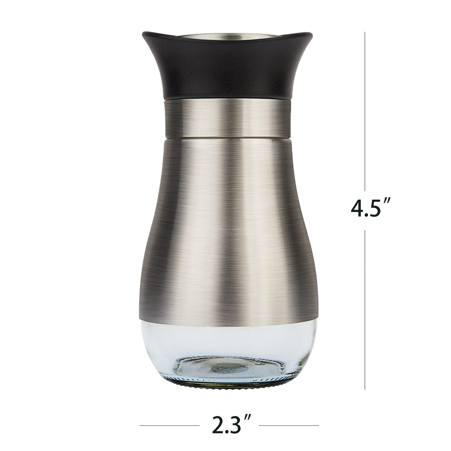 Evelyne 2-Piece Set Salt & Pepper Glass Shaker Stainless Steel Cover with Tray