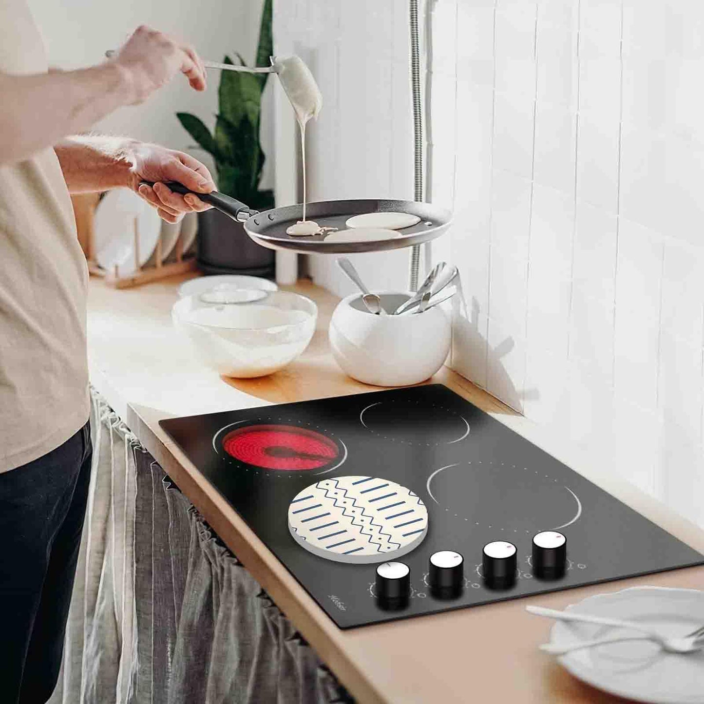 Home Sweet Home Electric Stove Burner Covers Modern Round Metal Stove Burner Covers,Set of 4,Beautiful Burner Covers,Light Blue Stove Top Covers Electric Stove Cooktop Decorative Kitchen Decor