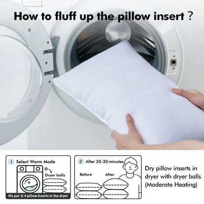 MIULEE 24x24 Down Alternative Pillow Insert Euro Decorative Throw Pillow 24 x 24 Inch Body Bed Sleeping Ultra Soft Fluffy Form for Sofa Couch Bed