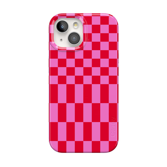 Casely iPhone 15 Plus Case | Fit Check | Neutral Checkerboard Checkered Classic Case | Compatible with MagSafe
