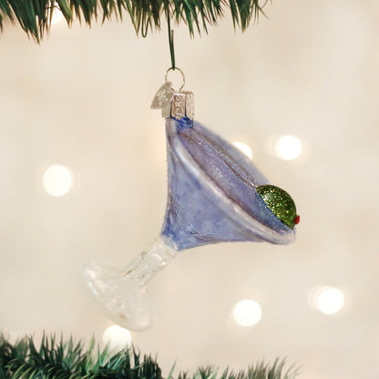 Old World Christmas Martini Glass Blown Ornament for Christmas Tree, Handcrafted Holiday Decoration, Adult Beverages Collection