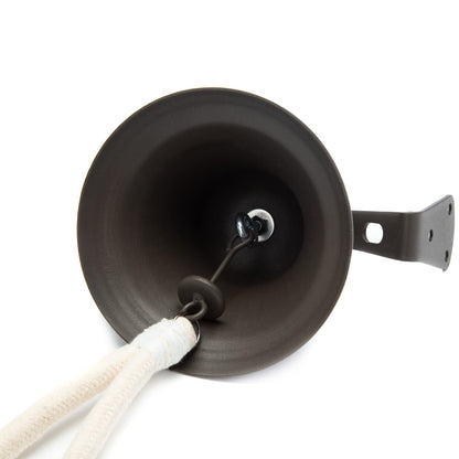 Black Hanging Dinner Bell with Outdoor Mount, Indoor Use, Nautical/Door/Church Design, Rope Included