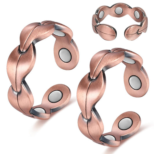 Cigmag 7X Copper Rings for Women - Pure Copper Ring - Adjustable with Present Box (2PCS)