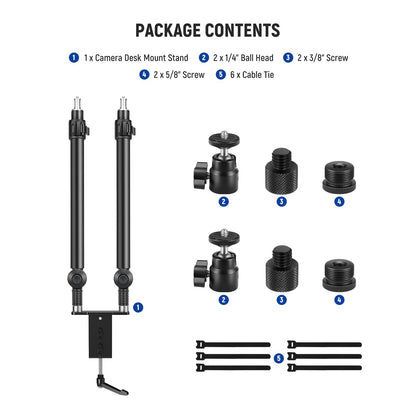 NEEWER Extendable Camera Desk Mount with Ball Head, 17"-40" Adjustable Table Light Stand with 1/4" Screw & C Clamp for DSLR Camera, Ring Light, Live Stream, Vlog, Max Load: 6.6lb/3kg, TL283 (RED)