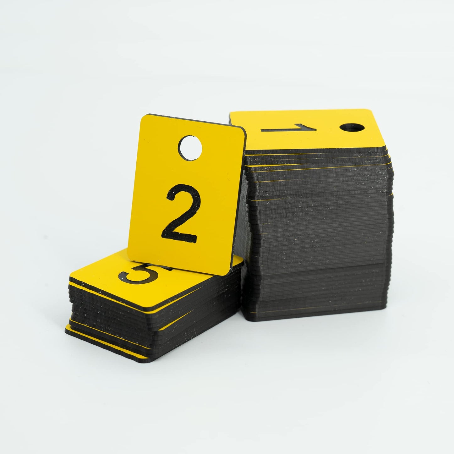 StayMax Plastic Numbered Tags Rectangle Key Number Tags Number Disc with Hole (1-50, Yellow)