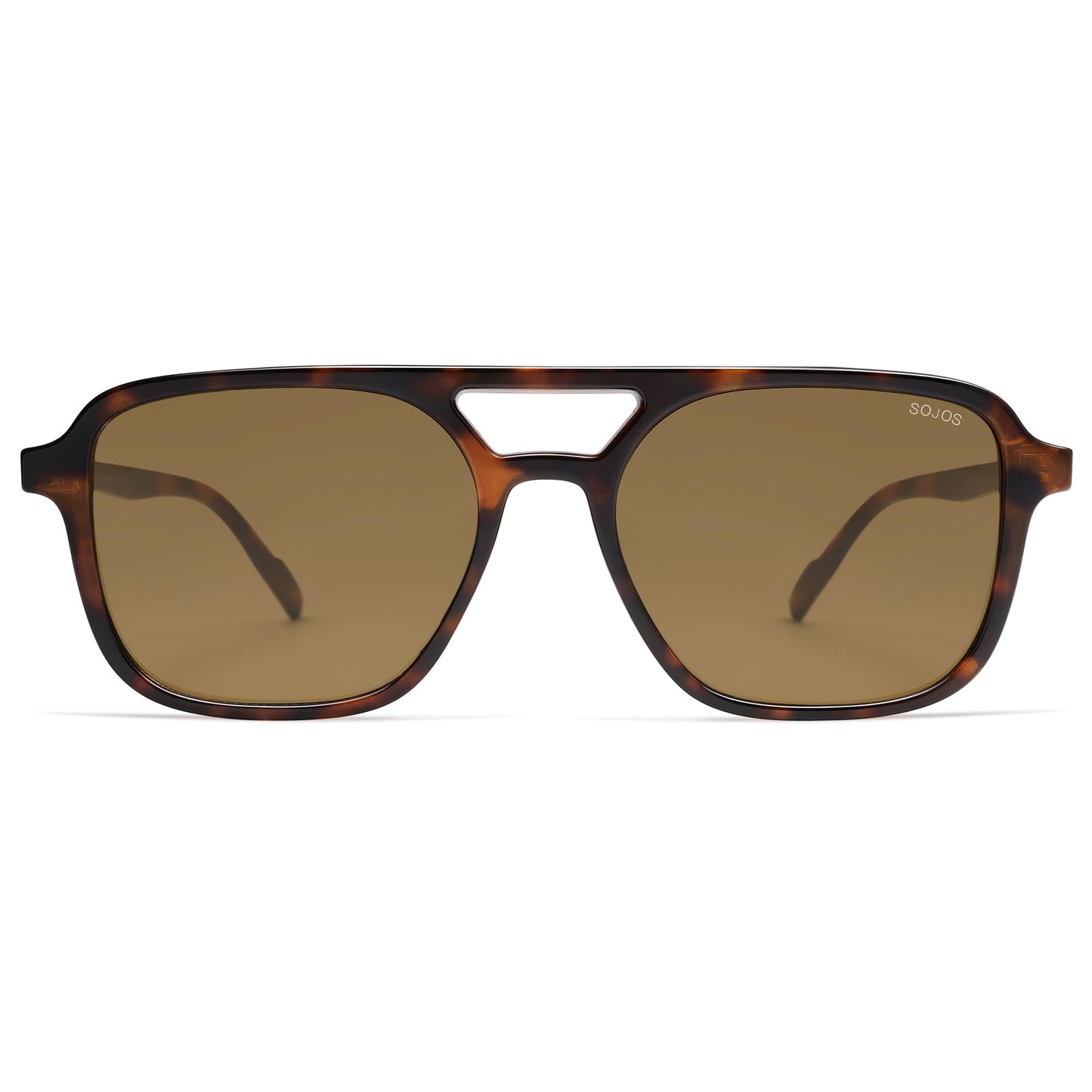 SOJOS Retro Aviator Sunglasses for Women Men,Trendy Rectangle Womens Mens Shades Sun Glasses SJ2202 Coffee Tortoise Frame Coffee Lens