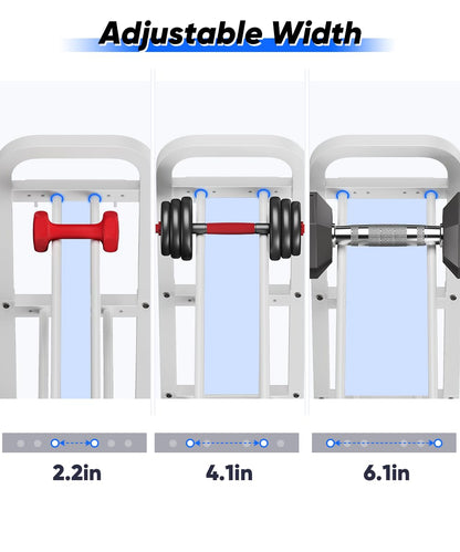 Ansionsol 4-Tier Adjustable Dumbbell Rack, Weight Storage Stand Holder for Dumbbells & Kettlebells, Heavy-Duty Home Gym Organizer with 6 Hook for Home Gym Equipment Accessories, White(Rack Only)