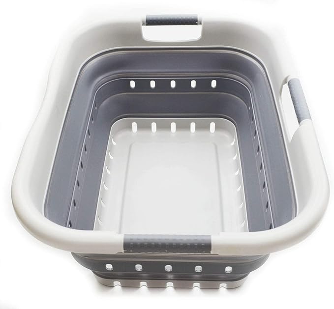 SAMMART 41L Collapsible 3 Handled Plastic Laundry Basket