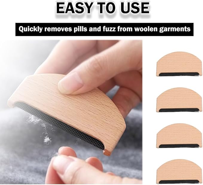 4 Pcs Wooden Sweater Comb Sweater Care Tool Fabric Defuzzer Pilling Shaver