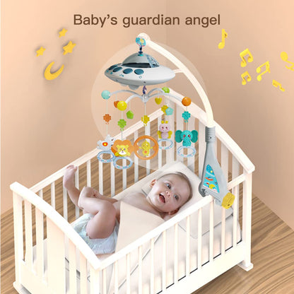 Eners Baby Crib Mobile with Music and Lights, Mobile for Crib with Remote Control, Rotation, Moon and Star Projection, Baby Crib Toys for Boys Girls (Biue)