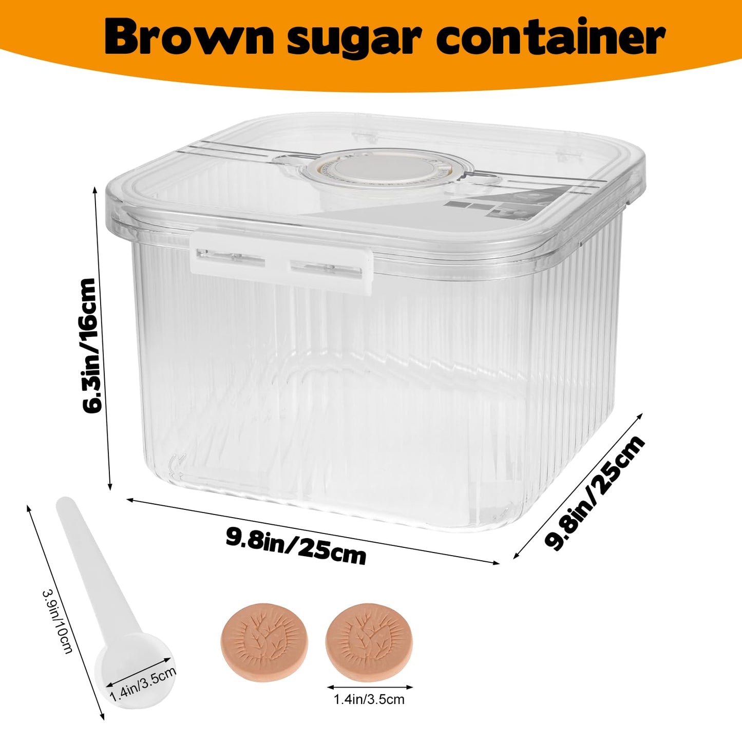 FMOACEN Airtight Brown Sugar Container 5.2Qt(5L) Large Brown Sugar Keeper Storage Container with Spoon Plastic Clear food Saver Jar Canisters with lid for home kitchen Rice Container Baking Salt Snack