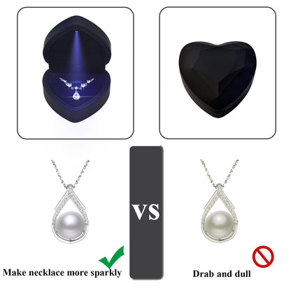 Eveynsh LED Heart Necklace Presentation Box with Automatic Light, Compact Necklace and Earring Display Case – Designed for Proposals, Romantic Gift Reveals, Weddings and Anniversary Moments, Black