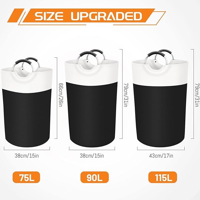 BlissTotes 90L Laundry Basket, Freestanding Laundry Hamper, Collapsible Dirty