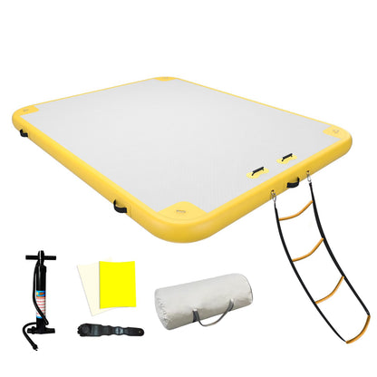 Inflatable Lake Float for Adults, GONFLABLE 12ft Air Floating Dock Platform-Raft for Pool & Beach (Yellow, 6x12 FT)