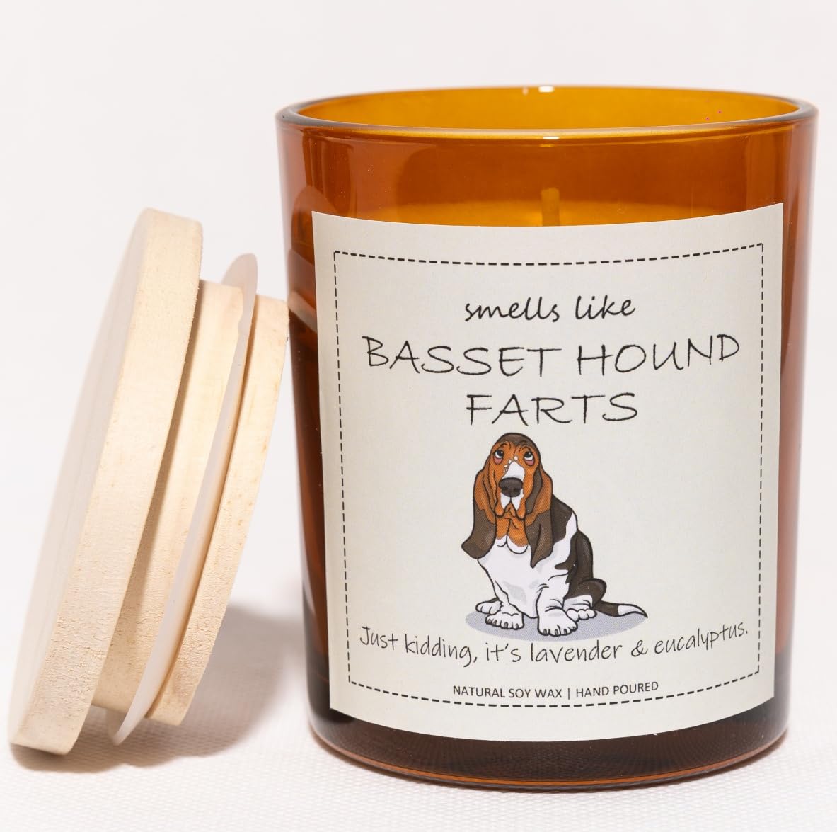 Basset Hound Gifts, Basset Hound Decor, Dog Mom Gifts, Dog Farts Candle - Lavender & Eucalyptus, Crafted by Natural Soy Wax & Natural Essential Oils