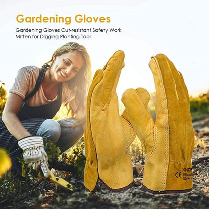 Xndryan 2 Pairs Gardening Gloves for Men Women, Heavy Duty Gardening Gloves Thorn Proof Garden Gloves Leather Work Gloves for Yard, Garden, Mechanic, Welding(XL)