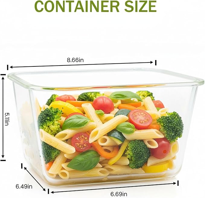 2 Pack Large Glass Food Storage Containers