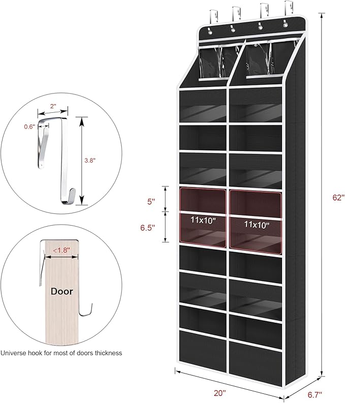 Univivi 6-Shelf Over Door Hanging Organizer Fabric Door Storage