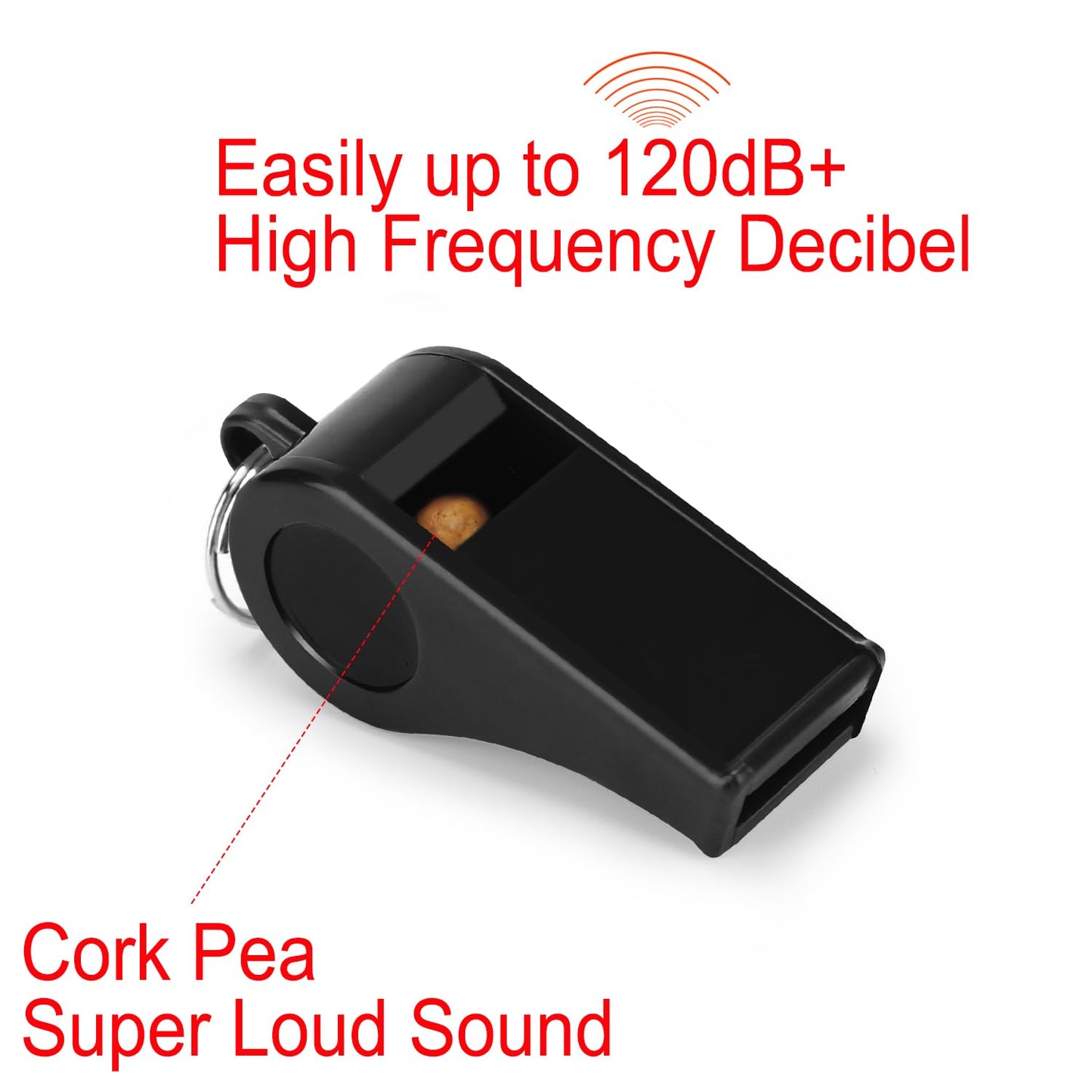 Whistle, Professional Sports Whistle with Lanyard, Loud Clear Black Whistles Great for Coaches, Referees, and Officials