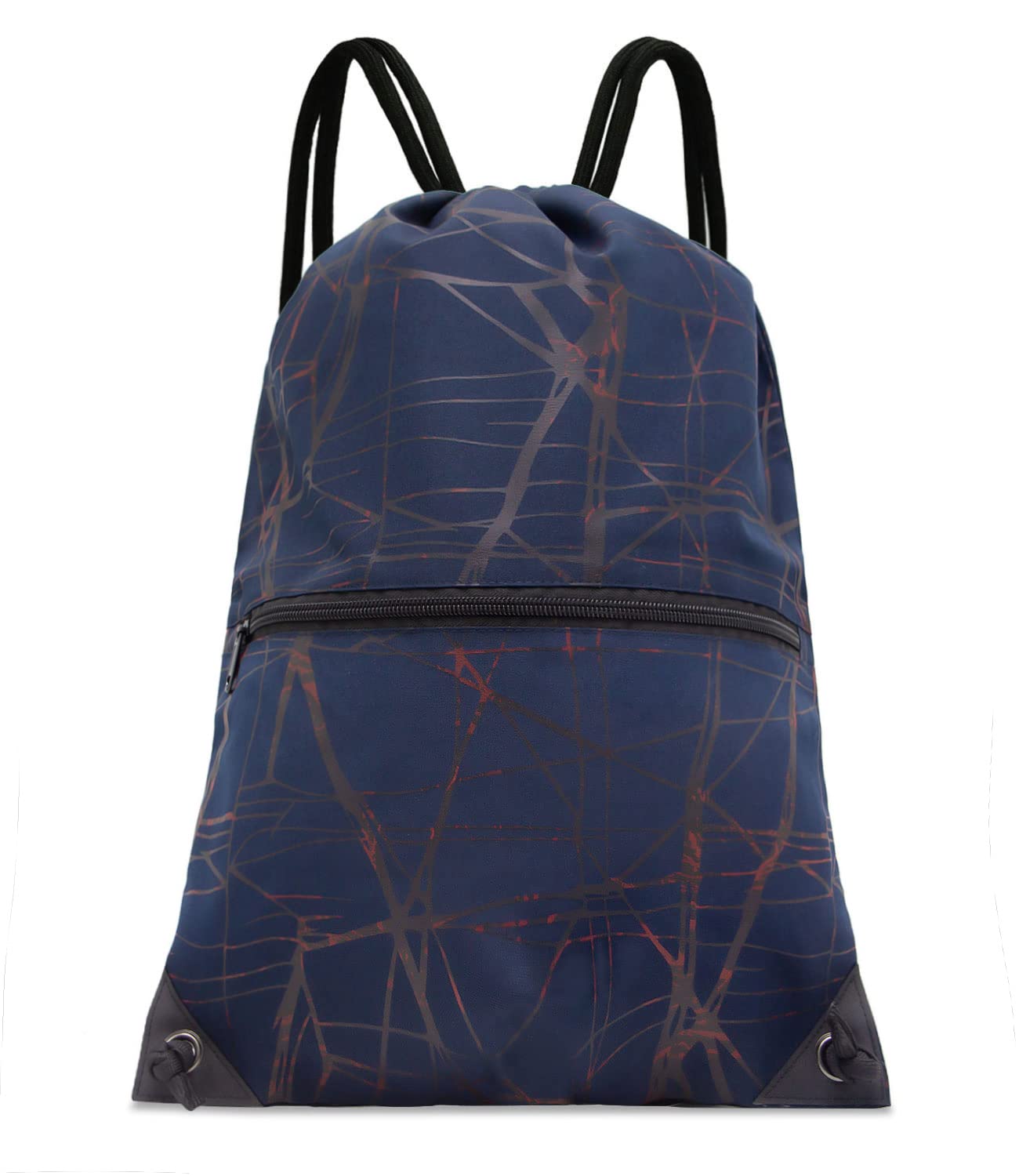 HOLYLUCK Drawstring Backpack Bag Sport Gym Sackpack (metallic-navy blue)