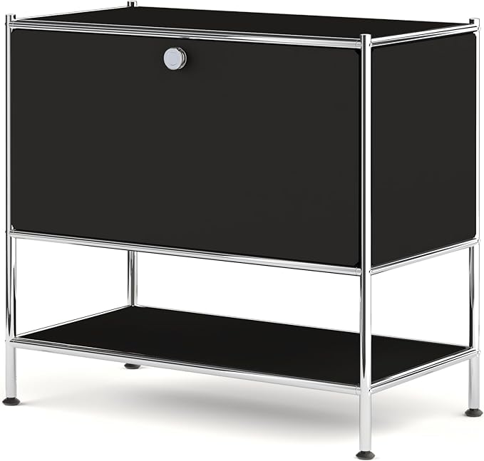 Metal Sidetable with Flap Door, 27.5" Height
