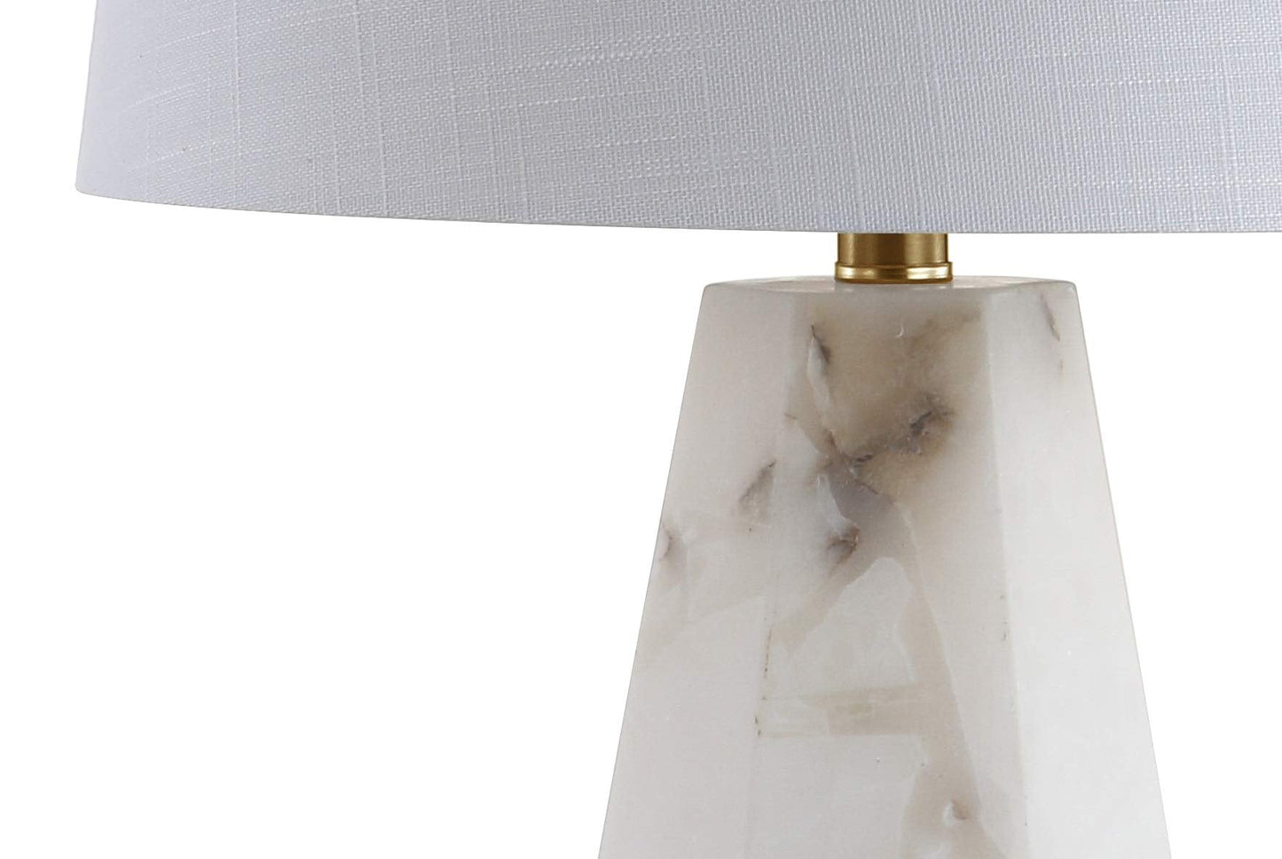 JONATHAN Y 25.5" Natural Alabaster/Brass Gold Modern Table Lamp for Bedroom, White Linen Shade, Contemporary Bedside Nightstand Lamp for Living Room, LED Bulb Included JYL6205A