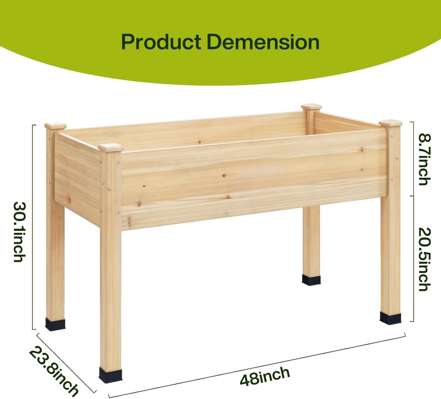 ZIENLIFE Wood Raised Garden Bed, 48x24x30in Elevated Wooden Planter Box with Legs Standing Growing Bed for Backyard, Patio, Balcony with Bed Liner, 200 Pound Capacity 3PCS