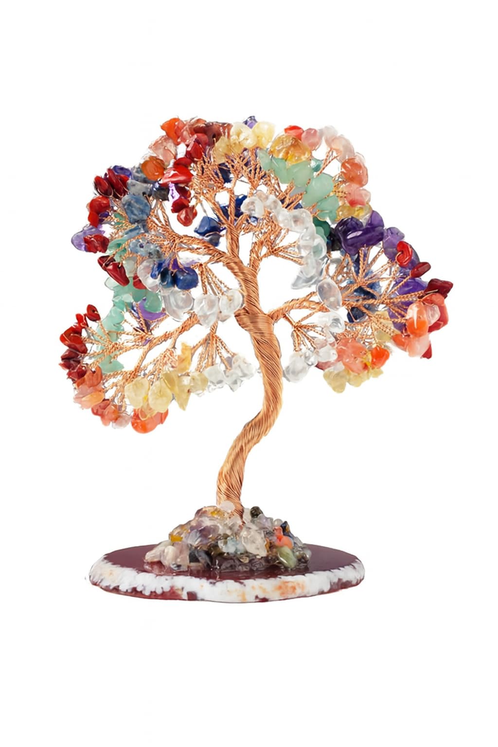 Crystal Tree of Life Decor, 7 Chakra Stones Gemstone Money Tree, 6.3 Inch Mini Bonsai for Desk, Feng Shui Decor, Gifts for Women