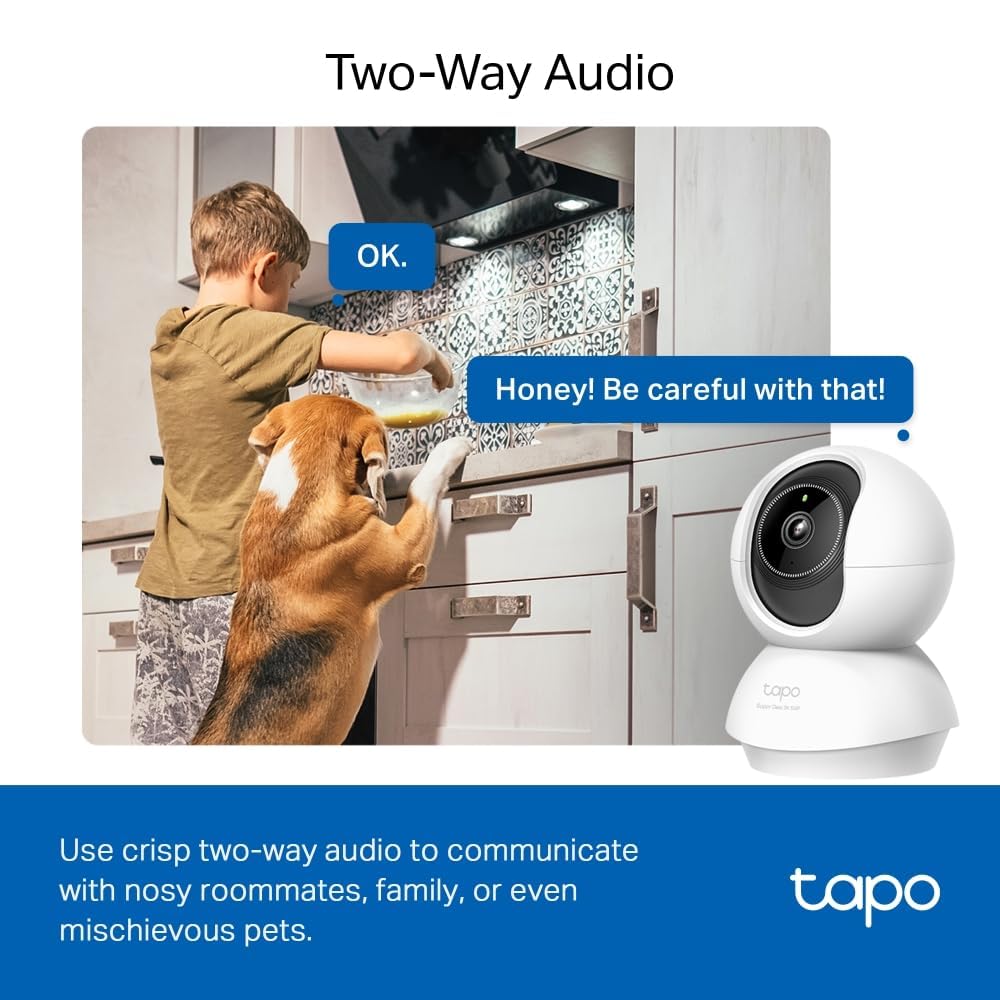 Tapo C230 3K 5MP Indoor Camera, Smart AI Detections - Person Pet Baby Cry, Pan/Tilt 360° View, Security Carmera No Monthly Fee, Enhanced Night Vision, Two-way Audio, Works with Alexa & Google