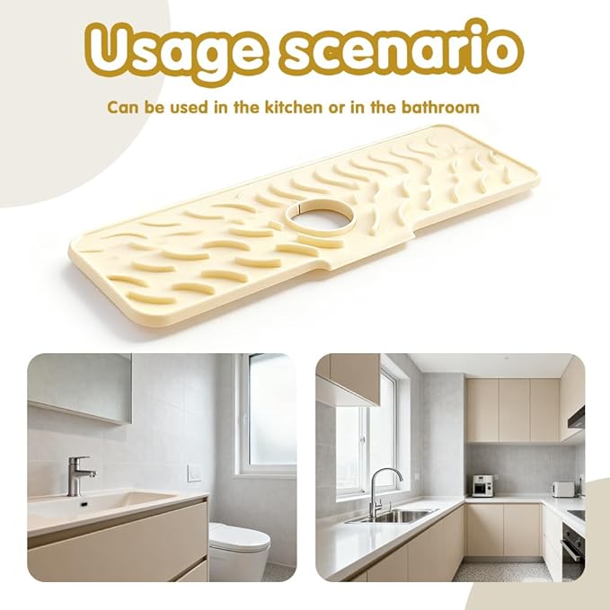 24" x 5.9" Silicone Faucet Mat for Kitchen Sink – Quick‑Drying Stone Splash