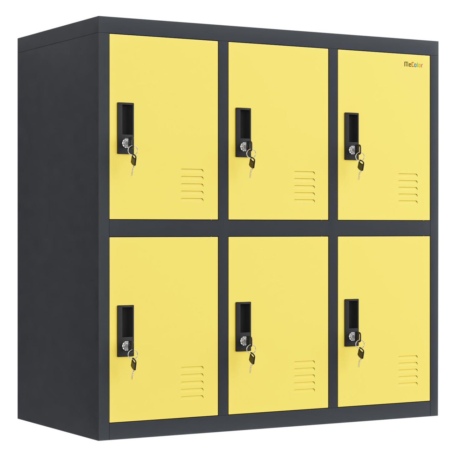 MECOLOR Metal Cabinet with Lock, Lockable Steel Office Cabinets Storage Employee Locker Home Gym (W6D, Yellow)
