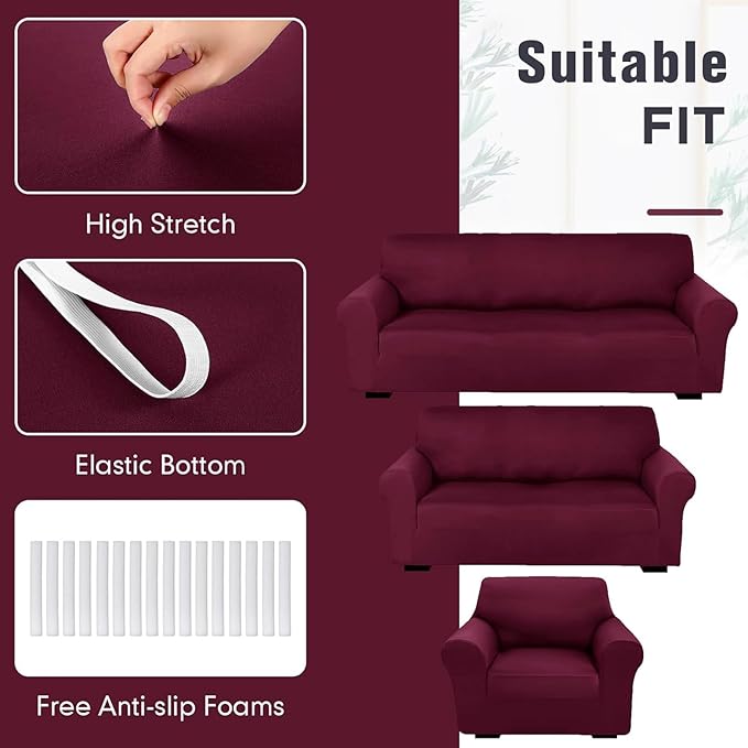 Peryiter 3 Pcs Couch and Loveseat Covers Set Sofa Cover